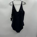 Carole Hochman Black Sleeveless V‎ Neck Side Tie One Piece Swimsuit Size XL NWT Photo 1