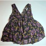 American Eagle  Outfitters Floral Babydoll Top Sleeveless Black‎ Purple XS Photo 4
