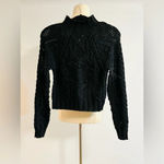 Free People  Reina Cable Knit Pullover in Black Size XS NWT $148 Photo 5
