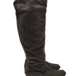 Lime Light Joaquin Faux Suede Studded Knee High Tall Gray Riding Boots Size 9 Brown Photo 0