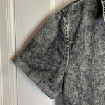 Charcoal Gray Black Acid Wash Button Photo 4