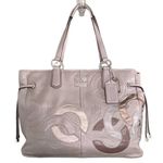 Coach Chelsea Inlaid Leather Charlie Tote Patchwork Gray Silver Blue Lining NEW Photo 10