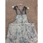 Aerie  Women's Denim‎ Romper Overalls Shorts Tie Strap Acid Wash Blue L/G Photo 6