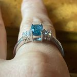 Natural Blue Zircon Moissanite Sterling Silver Ring Size 9 Photo 1