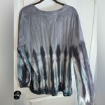 Green Tea GreyBlue Vertical Shibori Accordion TieDye Pullover Lined Sweatshirt Blue Size 2X Photo 5