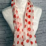 Vintage sheer red and white polkadot nylon scarf Photo 2