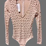 GORGEOUS NWT Shop Kultivate Nude Bodysuit W/ Pearl Embellishments Sz XS White Photo 0