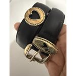 Brighton  BLACK LEATHER BELT WITH SILVER‎ COWGIRL COWBOY HEART CONCHO  SIZE M 35" Photo 4