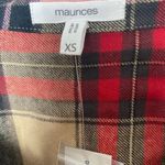 Maurice's XS Plaid Flannel Button Down Shirt Tan Red NWT Photo 3