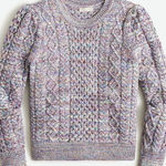 J.Crew Lavender Wool Marled Cable Knit Crewneck Sweater Women's Size Medium Photo 0