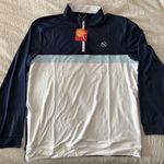 Puma NWT  Pure Colorblock 1/4 Zip deep navy-white glow Men's Medium 625888 11 Photo 0