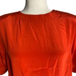 Buttons Vintage 80s Silky Pullover Blouse 6 Petite Red Shoulder Pads Round Neck  Photo 1