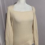 Anthropologie Square Neck Balloon Puff Sleeve Knit Sweater Cream M Photo 0