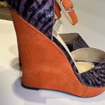 FRH Women's Colorful Animal Print Wedge Heels Size 8.5 Orange Photo 4