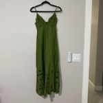 Farm Rio  Green Monstera Embroidered Linen Midi Dress Photo 1