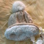 Pink By Victoria Secret Fleece Lined Winter Pom Pom Hat Tan Photo 8