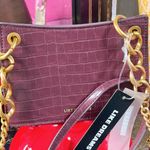 Burgandy Croc Quilted Crossbody Clutch Handbag Red Photo 1