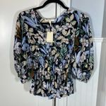 Maje Womens Jungle Print Top Blouse Size 1 Small Smock Balloon Sleeve Peasant Photo 6