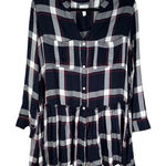 Mud Pie Mud‎ Pie Women's Plaid Tunic Top Size M Button Front Long Sleeve Casual Photo 0