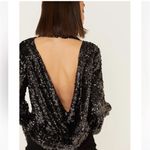 Free People NWT Free People Sequin Moonstruck Top in Black Combo Open Back Sz Small $128 Photo 8