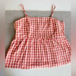 Wild Fable Coral Pink White Gingham Plaid Peplum Cami Tank Top Size XL Photo 8