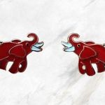 Red Enamel Elephant Earrings Alabama Crimson New Photo 0