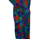 Dress Forum  Blue Red Tropical Print Jumpsuit Womens S Beachy Vacation Casual Photo 0