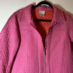 The Quacker Factory Jacket Women L Bright Pink Silk Quilted Rhinestone Zipper Size L Photo 2