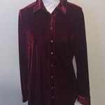 Foxcroft NWT  dark red velvet plush stretchy button down long sleeve shirt Photo 0