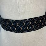 Vintage Beaded Belt Women Velvet Deadstock‎ Tassels Black Ties Dramatic Elegant Photo 5