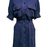 FRNCH Navy Short Sleeve Cotton Gauze Gabriella Dress Size S Photo 1