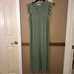 Sundry  Ayana Ruffled‎ MIDI Slit Dress Pigment Loden Green 1 Photo 2