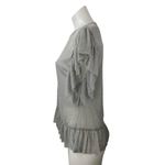 ZARA Women's Gray Silver Metallic Sparkle Ruffle Flutter Sleeve Blouse Top Sz M Photo 1