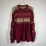Free People  Cabin Fever Fair Isle Sweater Size Medium Photo 2