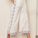 Foxiedox New Embroidered Cropped Pants Spellgirl Culottes White Blue Size Medium Photo 1