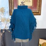 St. John  100% Wool Fringe Poncho with Functional Buttons ~ Size Large 🧡🍄 Photo 1