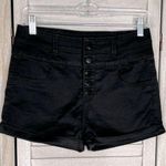 Tinseltown  (Denim Couture) High Waisted Stretch Jean Shorts Button Front Black-5 Photo 0