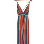 Essue  Multicolor Striped Maxi Dress Rainbow Criss Cross Back Lightweight Photo 1