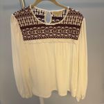 Farmers Market White Blouse with Burgundy Embroidery Size XL Photo 2