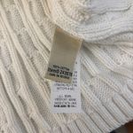 L.L. Bean Full Zip Cable Knit Mock Neck Cotton Cardigan Sweater White Size L Photo 2