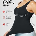 Women's Longline Sports Bra, Molded Cup Workout Tank Yoga Tops Built in Bra Athletic Camisole Photo 3