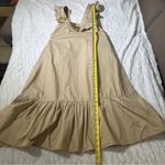 Urban Outfitters Size Medium Tan Square Neck Ruffle Midi Dress Neutral Rustic Photo 9