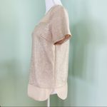 Adrienne  Gold Beige Sheer Textured Top Blouse S Photo 3