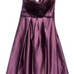 Bill Levkoff Strapless Purple Satin Pleated Cocktail Dress Sz 10 Lined in GUC Photo 4