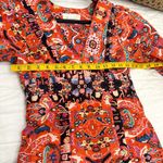 Anthropologie Floral Maxi Red Motif Bohemian Orange Patterned Dress Sz 2P Photo 9