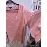 Lane Bryant ‎ Plus Size Top 22/24 Pink White Polka Dot V Neck Bell Long Sleeve Photo 2