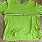 Elliott Lauren linen lime Green Blouse with notches at bottom hem Size M Photo 3