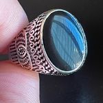 Cute black obsidian S925 silver ring size 7.5 Photo 5