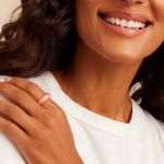 Gorjana 18k Gold Plated Catalina Enamel Ring Gold Pink Striped Boho Minimalist Size 8 Photo 6