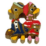 Vintage Japan Wooden Ducks Comical Pin Brooch Photo 0